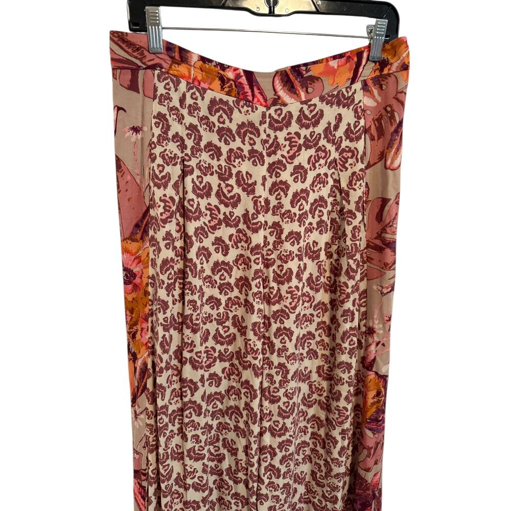 Free People Floral Wide-Leg Pants in Beige, Pink and Orange - Picture 5 of 13